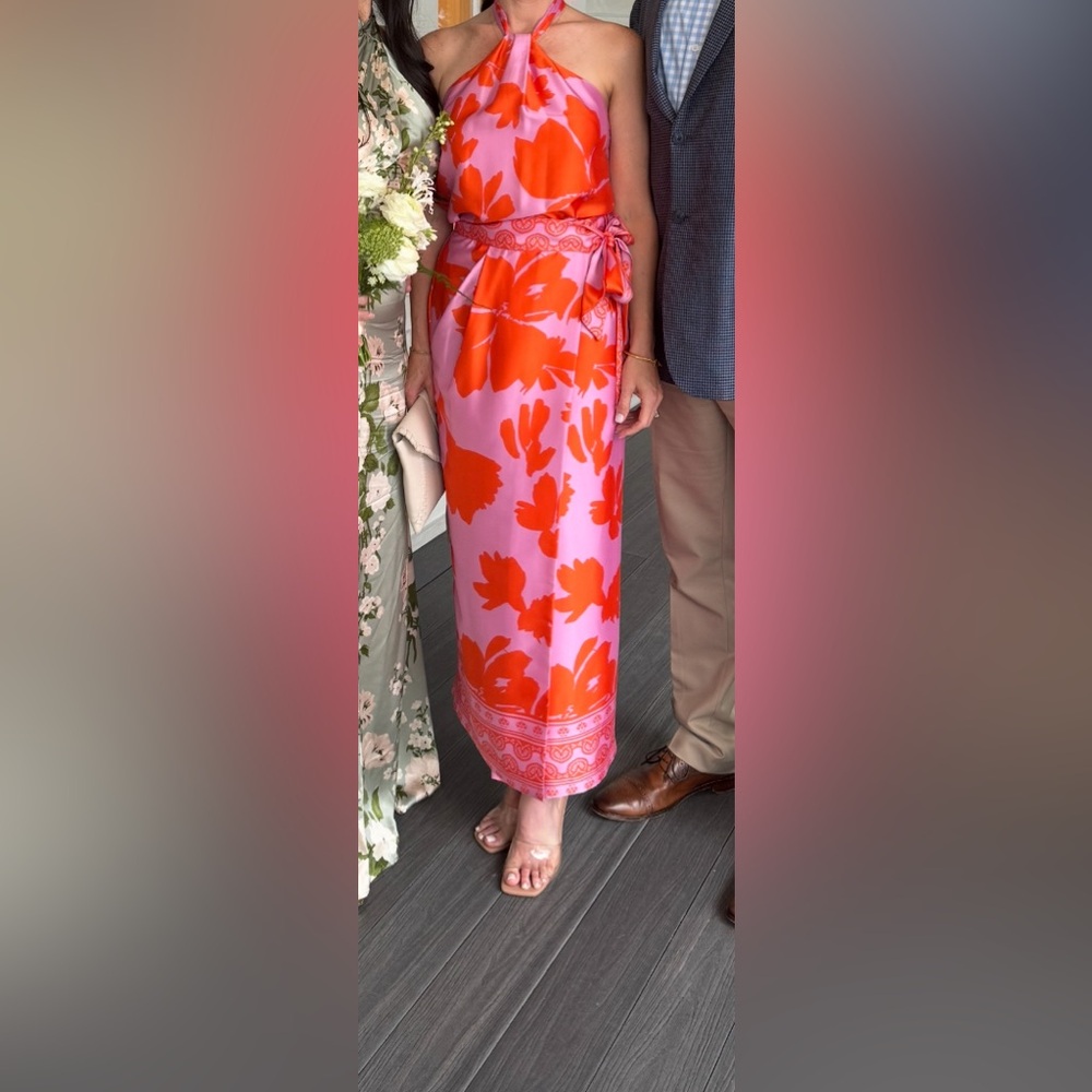 ANTONIO MELANI Red and Pink Maxi Skirt